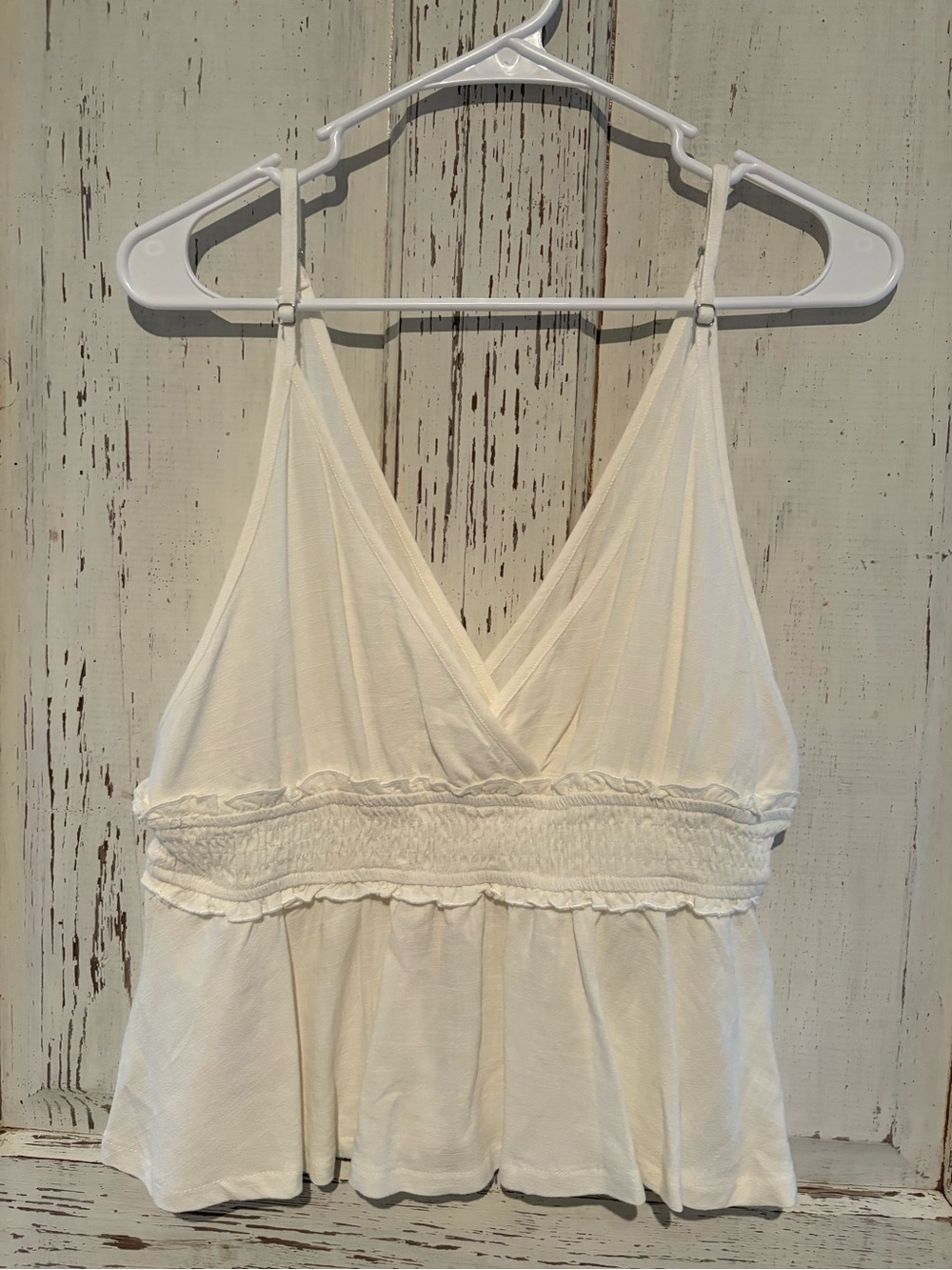 NWT-Hem & Thread Ivory Ruched Tank - Picture 2 of 4